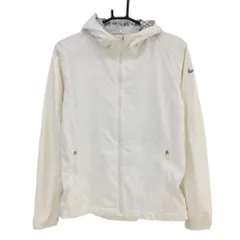 ナイキ ジップパーカー アイボリー フード内側チェック 裏地メッシュ  レディース L ゴルフウェア NIKE