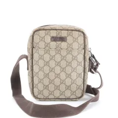 グッチ GGスプリーム 122754 レザー ショルダーバッグ 斜め掛け メッセンジャー 本革 ブラウン 茶色 メンズ EWM DN7-5【中古】