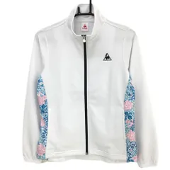 【超美品】ルコック ジャケット 白 サイド総柄 ハイネック フルジップ  レディース M ゴルフウェア le coq sportif