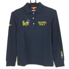 ビームスゴルフ 長袖ポロシャツ ネイビー 花刺しゅう 日本製  レディース S ゴルフウェア BEAMS GOLF