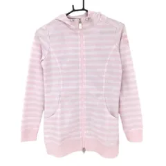 【美品】キャロウェイ パーカージャケット ライトピンク×白 ボーダー ブルゾン  レディース S ゴルフウェア Callaway