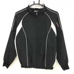 【美品】ルコック 2WAYジャケットブルゾン 黒×白 裏地メッシュ プリント 刺しゅう 袖着脱可  レディース S ゴルフウェア le coq sportif