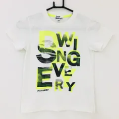 【美品】ジャックバニー Tシャツ 白×イエロー 前面プリント  ジュニア・キッズ 130(ＸＸＳ) ゴルフウェア Jack Bunny