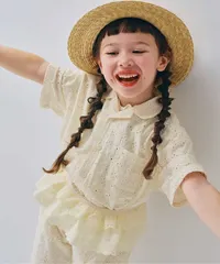 アイレットレース半袖シャツ リンク セットアップ可　p.premier P209016　アイボリー