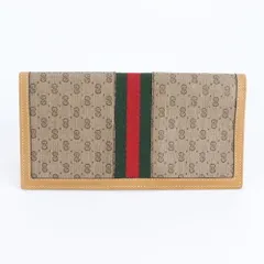 美品 ヴィンテージ グッチ マイクロGG シェリー ライン レザー 長財布 二つ折り ウォレット メンズ レディース REM DR14-3【中古】