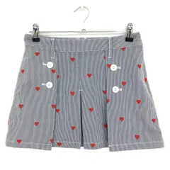 【超美品】ジャックバニー スカート ネイビー×白 ストライプ ハート ストレッチ  レディース 1(M) ゴルフウェア Jack Bunny