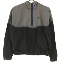 【美品】ルコック フード付きブルゾン グレー×黒 ハーフジップ 裏地メッシュ コットン100％ レディース M ゴルフウェア le coq sportif