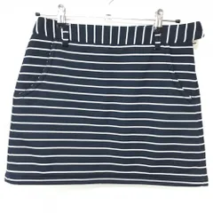 【美品】アディダス スカート ダークネイビー×白 ボーダー 蓄熱裏地 ウエストストライプ  レディース M/M ゴルフウェア adidas