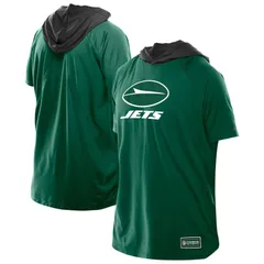 ニューエラ メンズ トップス Tシャツ 半袖 Mens New Era Greenew York Jets Combine Authentic Hooded Raglan ShortSleeve TShirt Jet Green グリーン