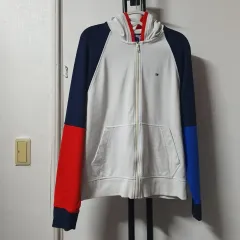 トミーヒルフィガー カラーブロック フーディー ジップアップ L 100
