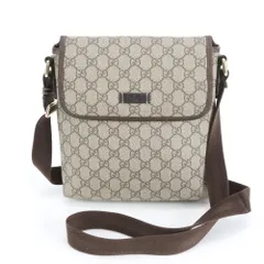 美品 グッチ GGスプリーム 223666 レザー ショルダーバッグ 斜め掛け メッセンジャー ビジネス 通勤 メンズ RUM DR46-10【中古】