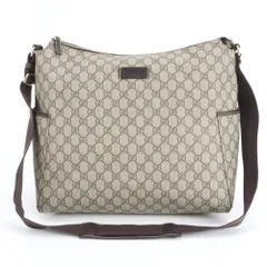 美品 グッチ GGスプリーム 201767 レザー ショルダーバッグ 斜め掛け メッセンジャー ブラウン 茶色 A4 メンズ RUM DR47-4【中古】