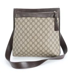 グッチ GGスプリーム 92560 レザー ショルダーバッグ 斜め掛け メッセンジャー ビジネス 通勤 ブラウン 茶色 メンズ EWM DS17-5【中古】