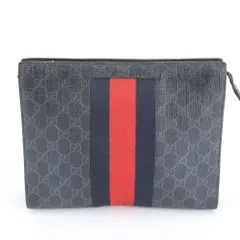 極美品 グッチ GGスプリーム シェリー ライン 475316 レザー セカンドバッグ クラッチ ポーチ 通勤 ビジネス メンズ EBM DS31-3【中古】