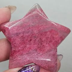 ピンクパープル瑪瑙 12cm 星 スター 天然石 台座付き 透明感 