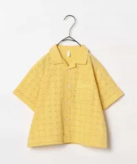アイレットレース半袖シャツ リンク セットアップ可　p.premier P209016　イエロー