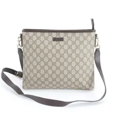 美品 グッチ GGスプリーム 388924 レザー ショルダーバッグ 斜め掛け メッセンジャー 通勤 ブラウン 茶色 メンズ EWM DS12-2【中古】