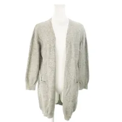 シューラルー SHOO・LA・RUE カーディガン ニット トッパー 長袖 ミドル丈 起毛 M グレー /AO15