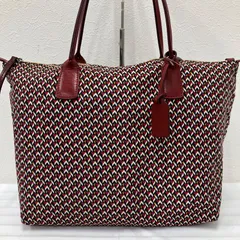 1170　ROBERTA PIERI　ロベルタピエリ　 トートバッグ　TATAMI　タタミ　総柄　 レッド系　赤　ナイロン　レザー　 レディース