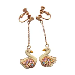 05s ANNA SUI（アナスイ) 蝶々 白鳥 ドロップ キュービック イヤークリップ