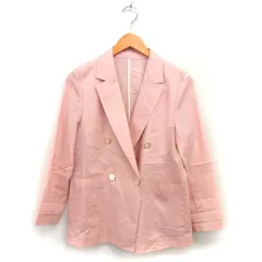 ノーリーズ Nolley's テーラード ジャケット アウター リネン混 裏地なし 透け感 ダブル 36 ピンク /NT13