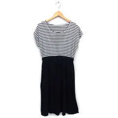 ナイスクラップ NICE CLAUP ワンピース フレア ロング ゆったり ボーダー 透け感 半袖 黒 ブラック /NT4