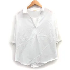 ハッシュアッシュ HusHusH スキッパー シャツ カットソー 無地 シンプル 袖リボン タック 七分袖 コットン 綿 1 ホワイト 白 /HT5