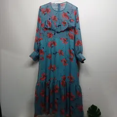 フラワー パータン ロング ONE PIECE スカイブルー 95 サイズ 春 秋 258121