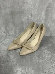 Le Talon ルタロン ポインテッド ダブル レザーリボン ハイヒール パンプス size23.5ｃｍ/ベージュ ■■ レディース