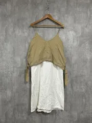 ZARA ザラ ひざ丈 バイカラー ドッキング キャミソール ワンピース sizeM/白ｘベージュ ■◆ レディース