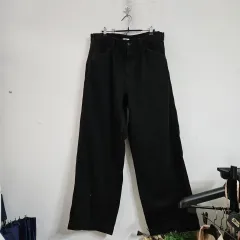 UNIQLO ブラック ワイド デニム パンツ 34