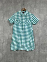 X-girl エックスガール チェック ミニ 羽織 シャツ ワンピース size1/S/水色 ■◆ レディース