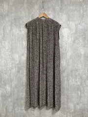 portcros ポートクロス 総柄 ドット柄 フレア ノースリーブ ワンピース sizeM/茶 ■◆ レディース