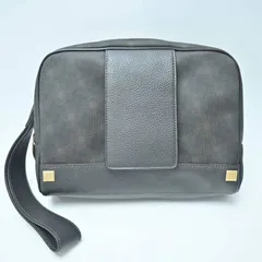 美品 dunhill ダンヒル ディーエイト PVC/レザ― ストラップ付き セカンドバッグ クラッチバッグ ダークブラウン M07-k063