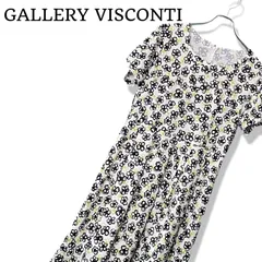 GALLERY VISCONTI ギャラリービスコンティ ワンピース 花柄 フラワー 半袖 ホワイト ブラック イエロー 白 黒 3 Lサイズ 11号 Aライン ウエスト切り替え 日本製 063TY