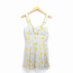 シュープリームララ Supreme.La.La. Supreme LaLa ジャンパースカート ワンピース フレア 花柄 ひざ丈 ノースリーブ M グレー イエロー 黄 /TT40