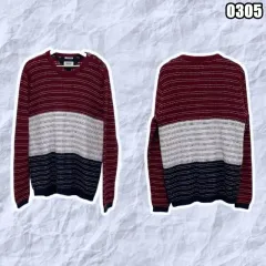 XL トミーヒルフィガー バイカラー ラウンド ショルダー ボタン ニット