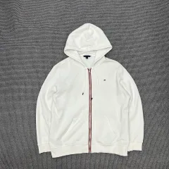 トミーヒルフィガー 白 フード ジップアップ