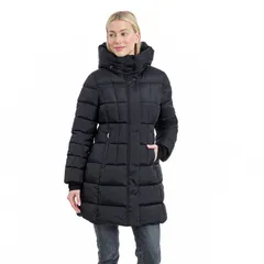 ロンドンフォグ レディース アウター ジャケット・ブルゾン コート Womens London Fog Puffer Coat with Plaid Lined Hood Black ブラックのサムネイル