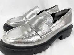 ADAM ET ROPE' アダムエロペ メタリック箔加工 フェイクレザー ベーシック ローファー シューズ size24.0/シルバー ■■レディースのサムネイル