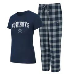 アンブランデッド レディース アンダーウェア ナイトウェア パンツ Tシャツ Unbranded WomensConceptsport NavyGray Dallas Cowboys Avondale TShirt Pants Flannel PJ Set C