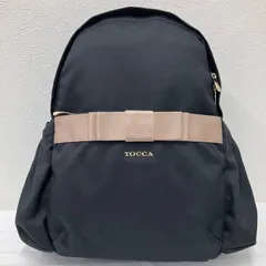 1165　TOCCA　トッカ　リュック　バックパック　 無地　ロゴ　リボン　ブラック系　黒　 ナイロン　マザーズリュック　バッグインポーチ　 レディース
