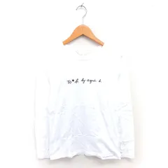 アニエスベー agnes b. Tシャツ カットソー ボートネック ロゴプリント 綿 コットン 長袖 40 ホワイト 白 /TTのサムネイル