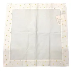HERMES エルメス コットン ハンカチ 刺繍 ドット バンダナ ポケットチーフ 白 未使用品 aq12684