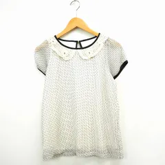 ヒアーズ HERE'S シャツ ブラウス レース 総柄 丸首 半袖 コットン 綿 38 アイボリー ブラック 黒 /MT33のサムネイル