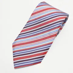 S06-k063 HERMES エルメス ストライプ柄 シルク ネクタイ マルチカラー