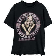 古着 ハーレーダビッドソン Harley-Davidson ピンナップガール 鷲柄 イーグル柄 モーターサイクル バイクTシャツ メンズL相当/eaa629650