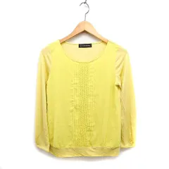 グリーンレーベルリラクシング ユナイテッドアローズ green label relaxing 切替シフォン カットソー Tシャツ 長袖 丸首 イエロー 黄 /FT20