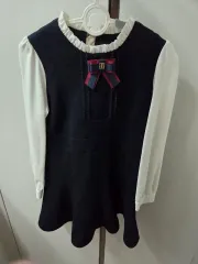 DAKS キッズ リー リボン 装飾 フレア ONE PIECE ブラック 130