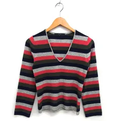 マカフィー MACPHEE トゥモローランド ニット セーター Vネック ウール カシミヤ混 ボーダー 長袖 1 紺 ネイビー カーキ /NT20